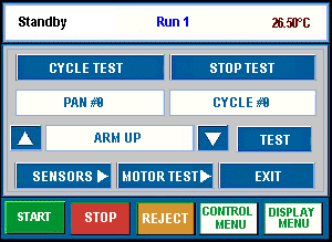 Autosampler Test Options Touch Screen