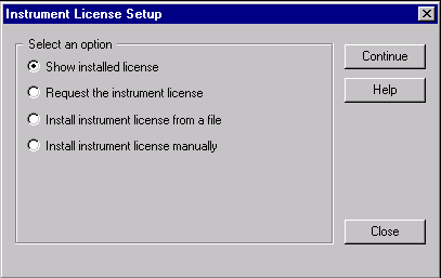 Instrument License Setup Window