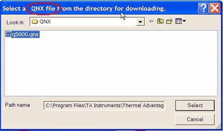 Select a QNX file window