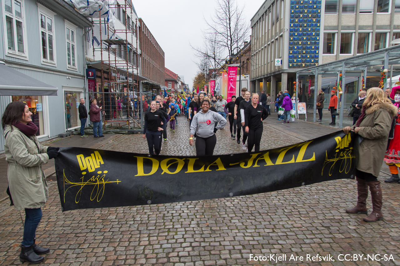 Jazzparade i Storgata i Lillehammer.