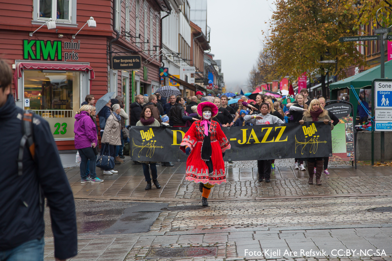 Jazzparade i Storgata i Lillehammer.