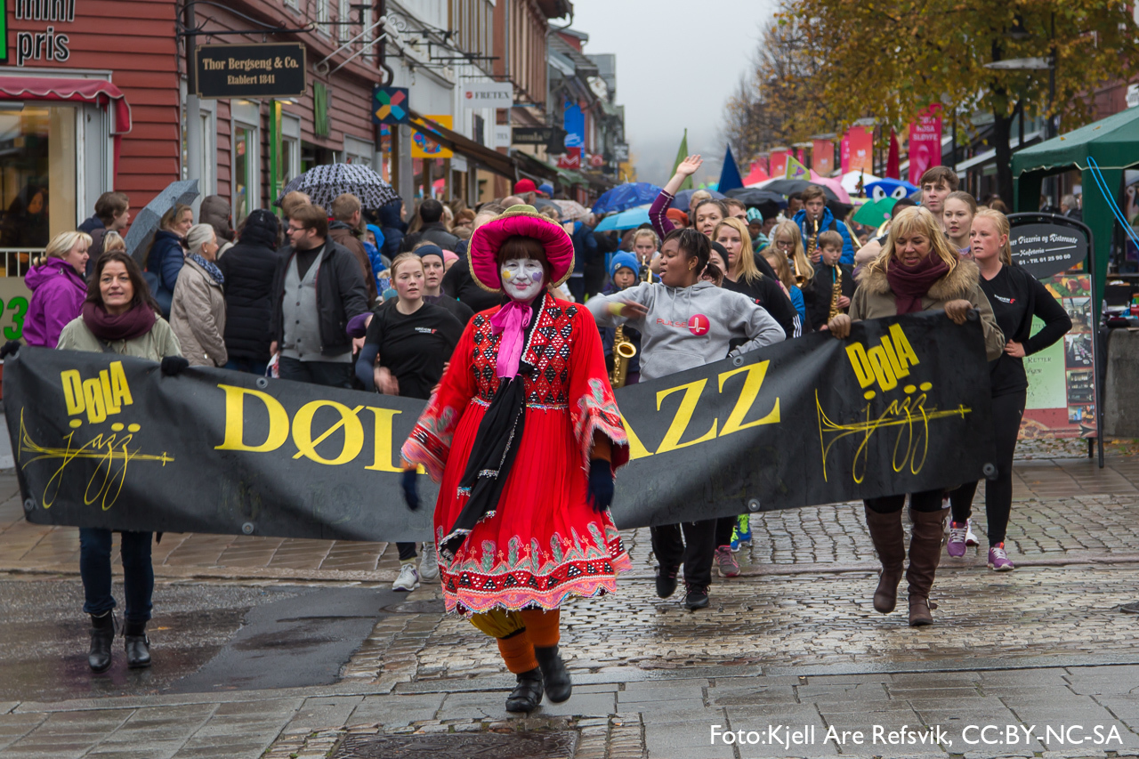 Jazzparade i Storgata i Lillehammer.