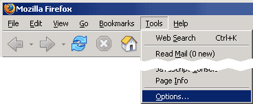 Firefox Options menu