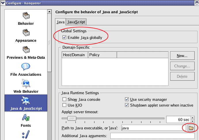 Java-Javascript options
